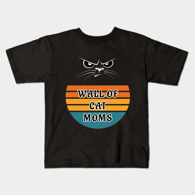 Wall of Cat Moms Kids T-Shirt by coloringiship